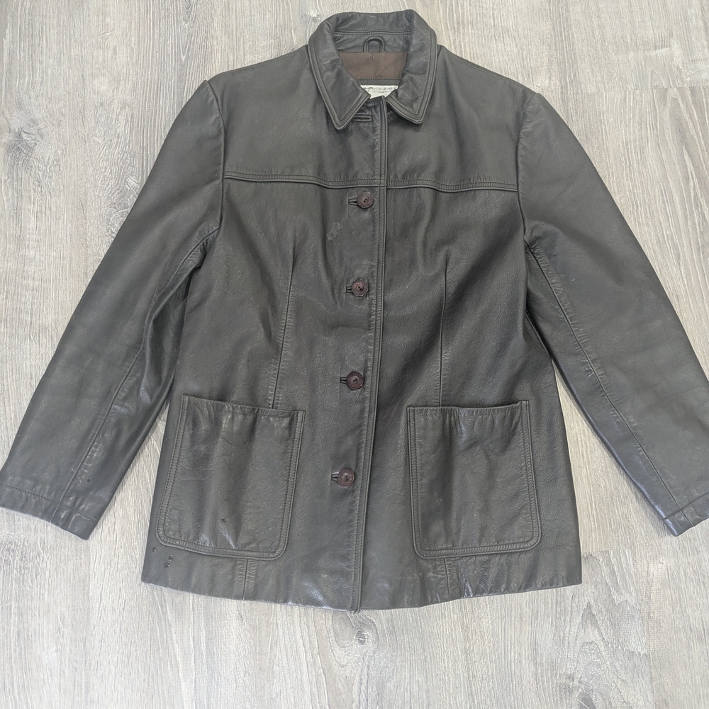 Women's Brownish Black Leather Jacket